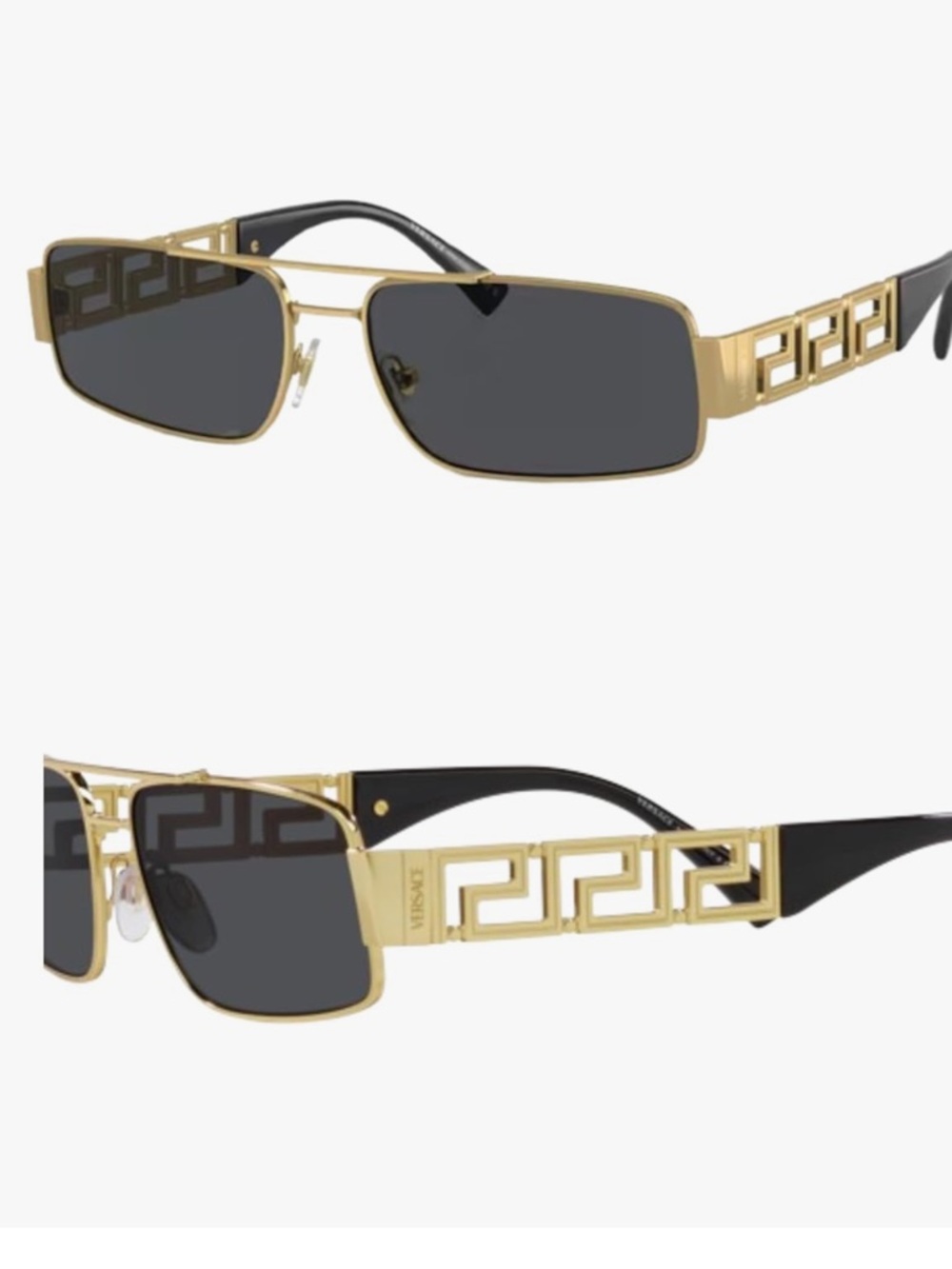 Versace Unisex Greca 61mm Navigator Sunglasses Black With Case Revolve $385 New